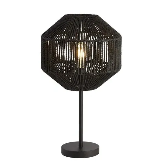 Wicker 1 Bulb Table Lamp - Black image