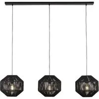 Wicker Wall Hung Bar 3 Pendant Light - Black