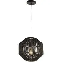 Wicker Wall Hung Single Pendant Light - Black