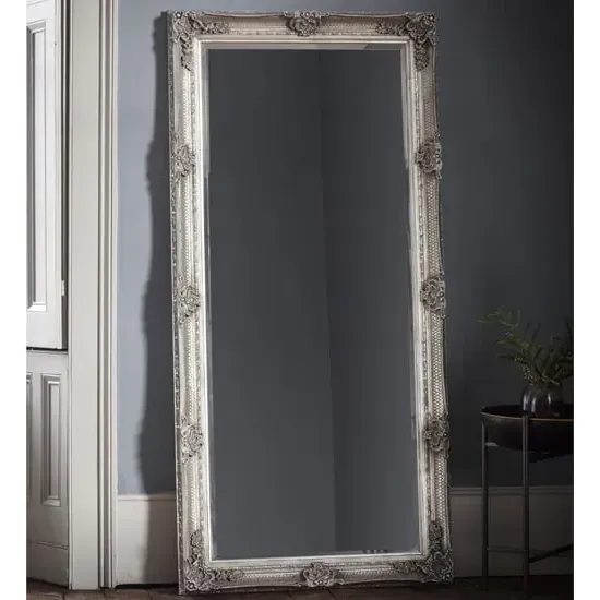 Wickford Large Rectangular Leaner Floor Mirror - Silver