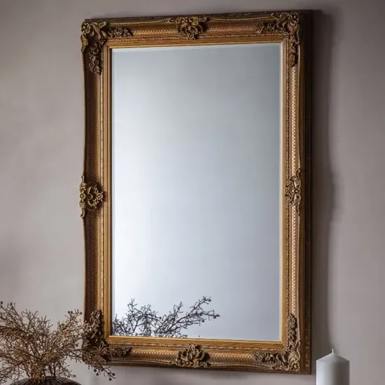 Wickford Small Rectangular Wall Mirror - Gold image