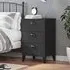 Widnes Bedside Cabinet with 3 Drawers - Black, Pine