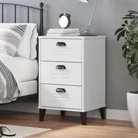 Widnes Bedside Cabinet with 3 Drawers - White, Pine