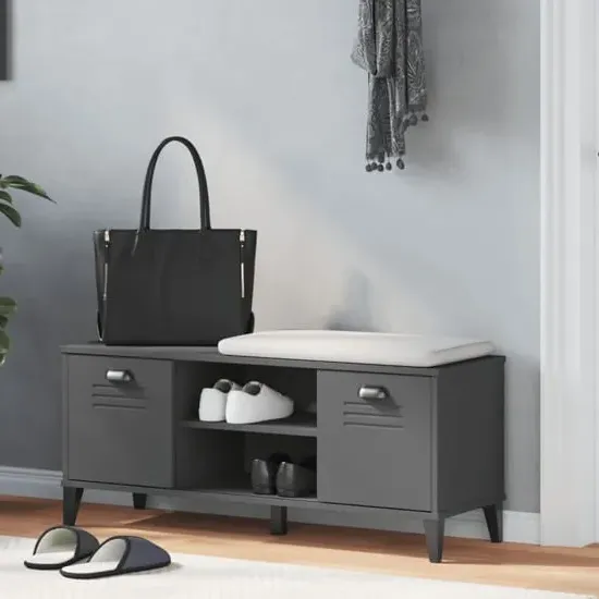 Widnes Shoe Storage Bench with Seating - Grey, Pine image
