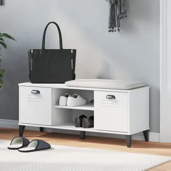 Widnes Shoe Storage Bench with Seating - White, Pine
