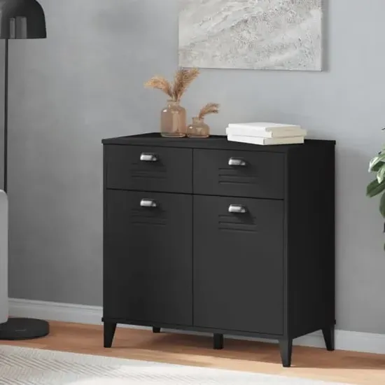 Widnes Sideboard with 2 Drawers - Black, Pine Wood image