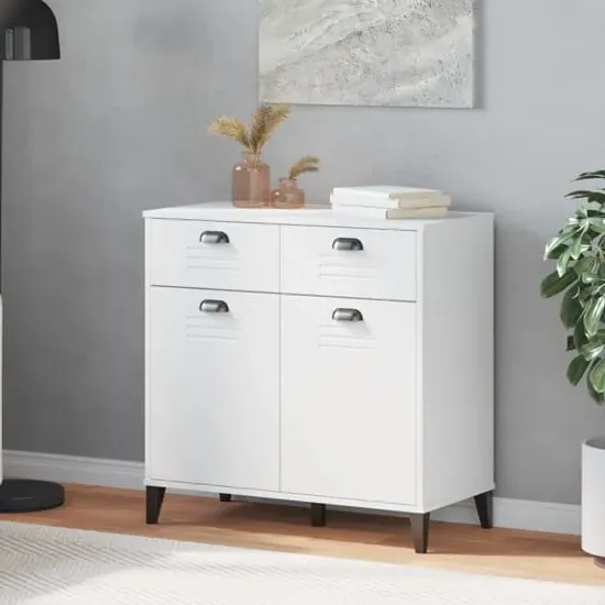 Widnes Sideboard with 2 Drawers - White, Pine Wood