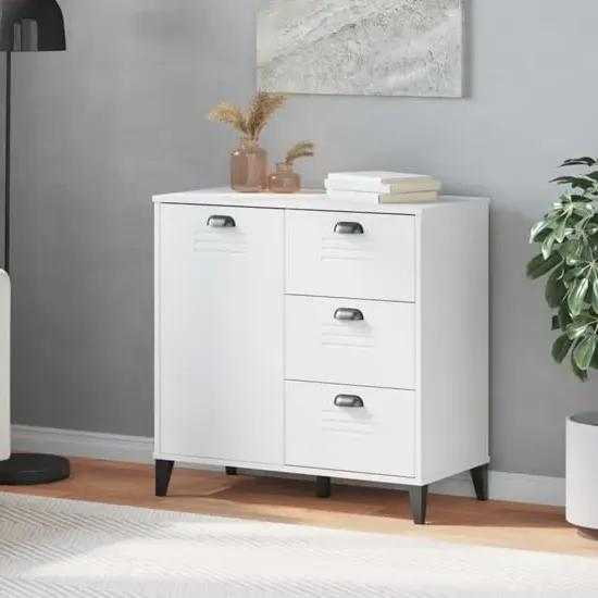 Widnes Sideboard with 3 Drawers - White, Pine Wood