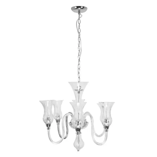 Wikota 6 Bulb Chandelier - Clear, Chrome image