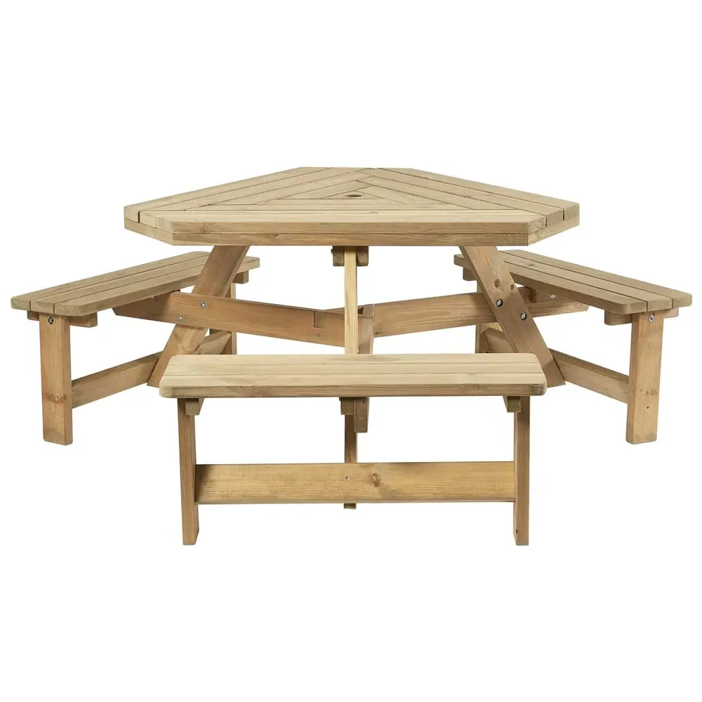 Willmar Hexagonal Picnic Table - Natural