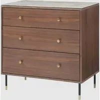 Wilmot 3 Drawer Chest - Walnut, Marble Glass