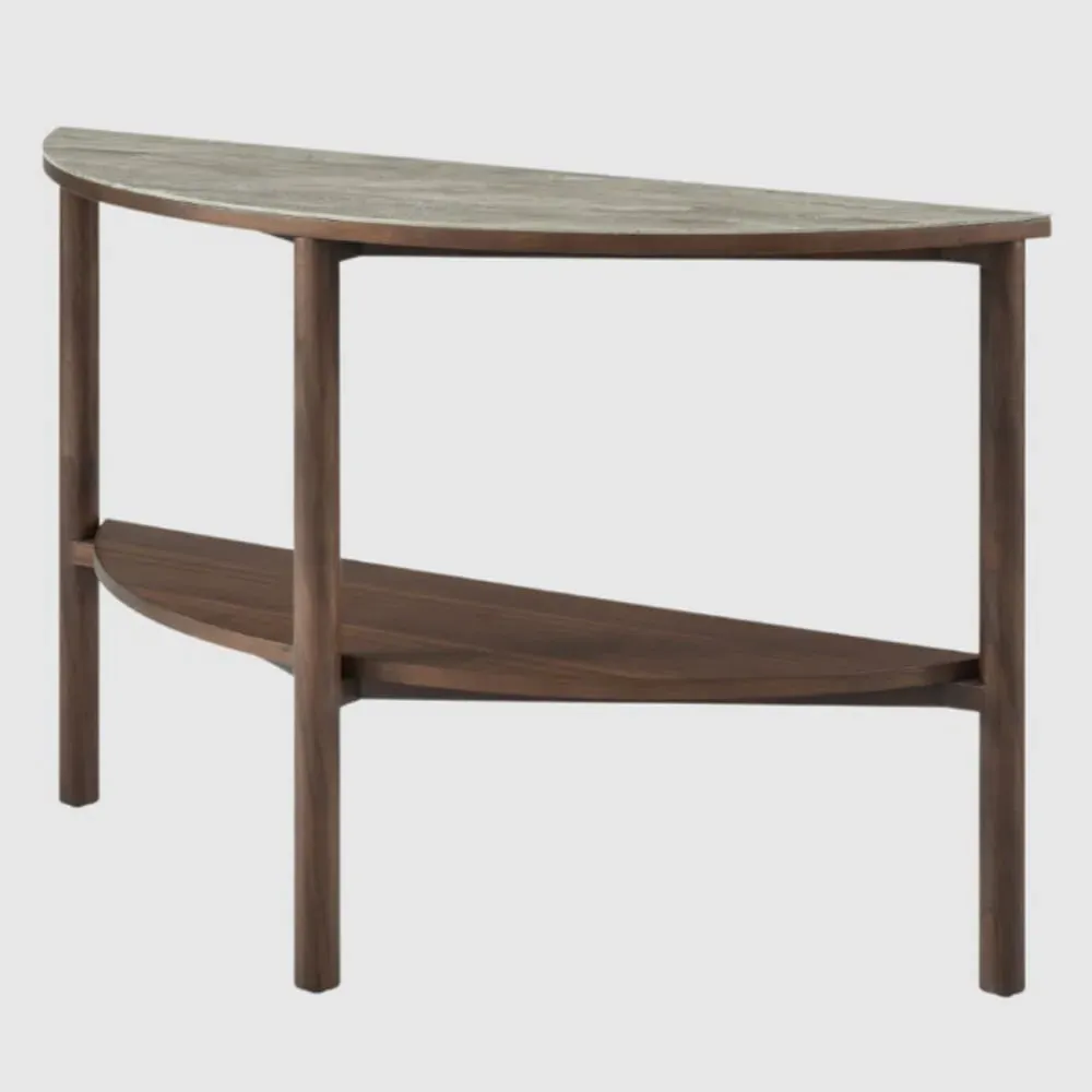 Wilmot Console Table with Storage - Walnut, Marble Glass