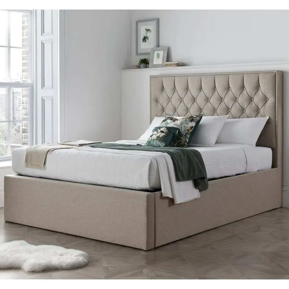 Wilmot Double Ottoman Storage Bed with Gas Lift - Oatmeal, Fabric