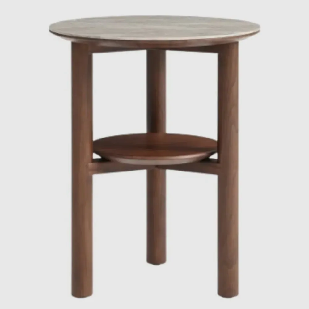 Wilmot Lamp Table with Shelf - Walnut, Marble Glass image