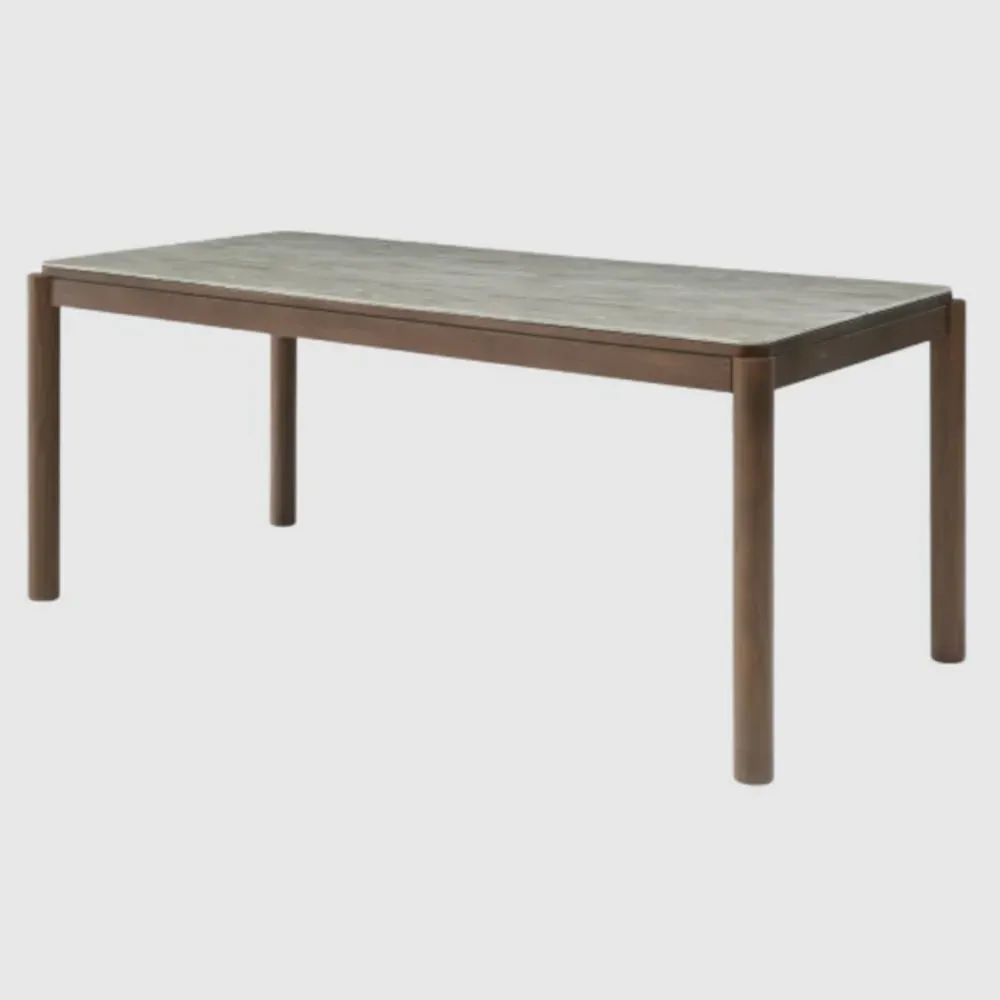 Wilmot Large Dining Table - Walnut, Marble Glass