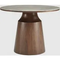Wilmot Round Dining Table - Walnut, Marble Glass