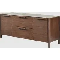 Wilmot TV Stand - Walnut, Marble Glass