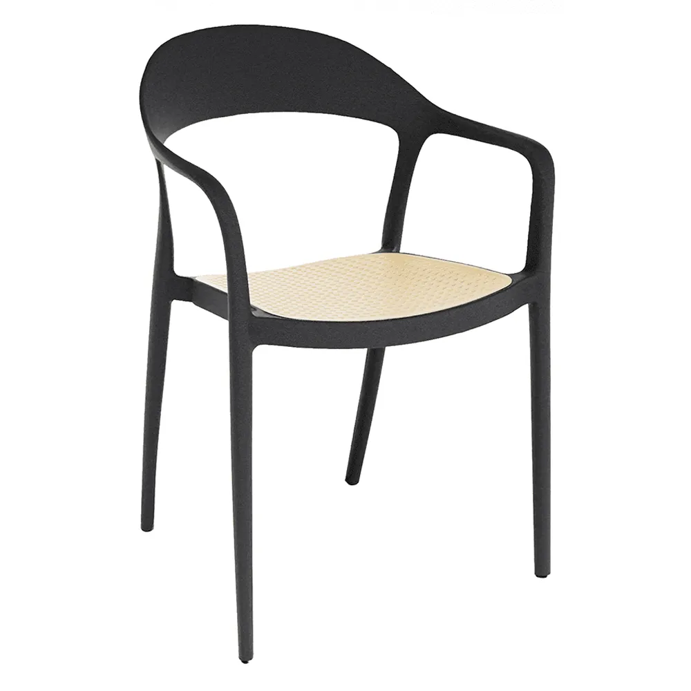 Wilson Outdoor Stacking Armchair - Black, Polypropylene