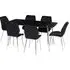Wims Rectangular Glass Dining Table with 6 Velvet Chairs - Black