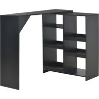 Winnie Bar Table with Moveable Shelf - Black, Chipboard