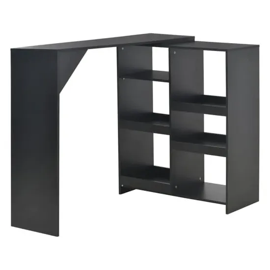 Winnie Bar Table with Moveable Shelf - Black, Chipboard