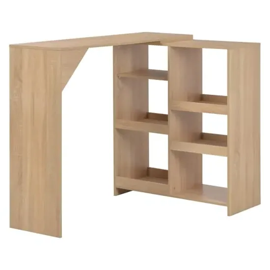 Winnie Bar Table with Moveable Shelf - Oak, Chipboard
