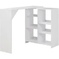 Winnie Bar Table with Moveable Shelf - White, Chipboard