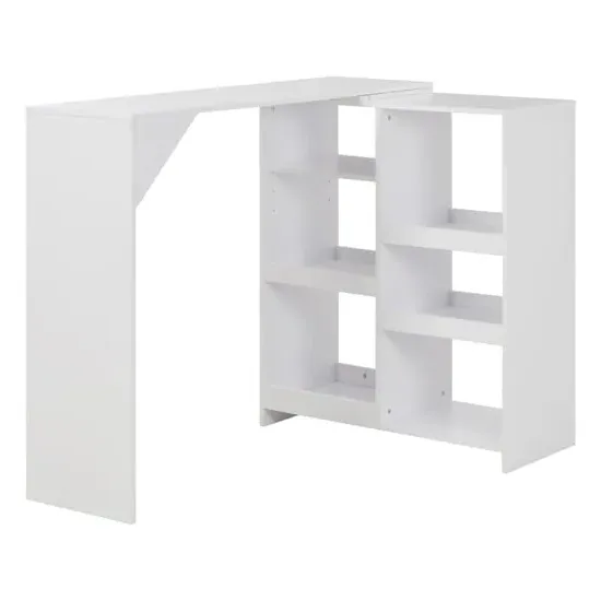 Winnie Bar Table with Moveable Shelf - White, Chipboard