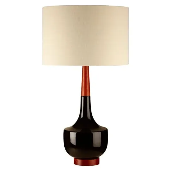 Wipen Table Lamp with Ceramic Base - White, Linen image