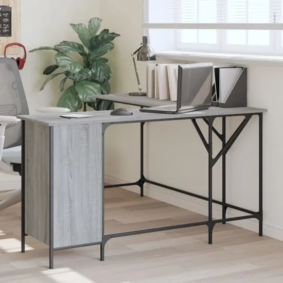 Wisbech L-Shaped Corner Desk - Grey Sonoma, Engineered Wood image