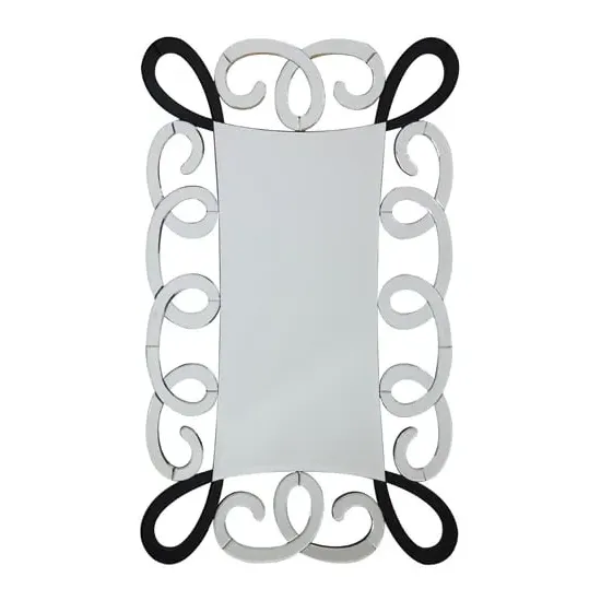 Witoka Scroll Design Wall Mirror with Concaved Centre - Black, Silver