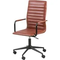 Woodway Office Chair with Elongated Back - Vintage Brandy, PU Leather