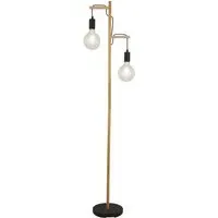 Woody 2 Light Floor Lamp - Black, Wood