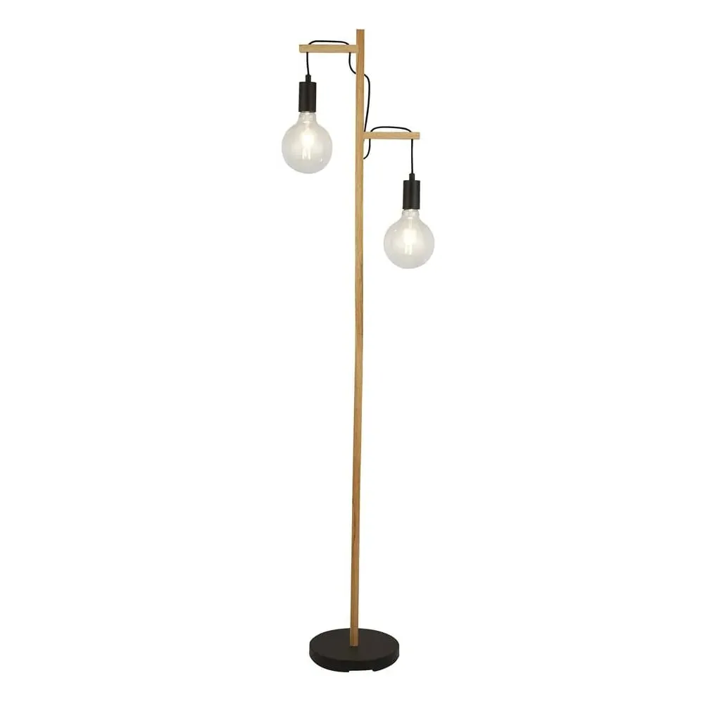 Woody 2 Light Floor Lamp - Black, Wood