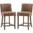 Worland Bar Chairs with Footrest - Brown, Leather