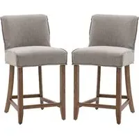 Worland Bar Chairs with Footrest - Taupe, Fabric
