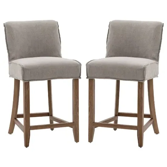 Worland Bar Chairs with Footrest - Taupe, Fabric image