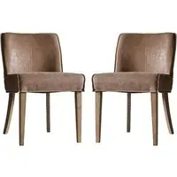 Worland Dining Chairs in Pair - Brown, Fabric & Leather alternate view