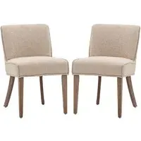Worland Fabric Dining Chairs with Wooden Legs - Taupe