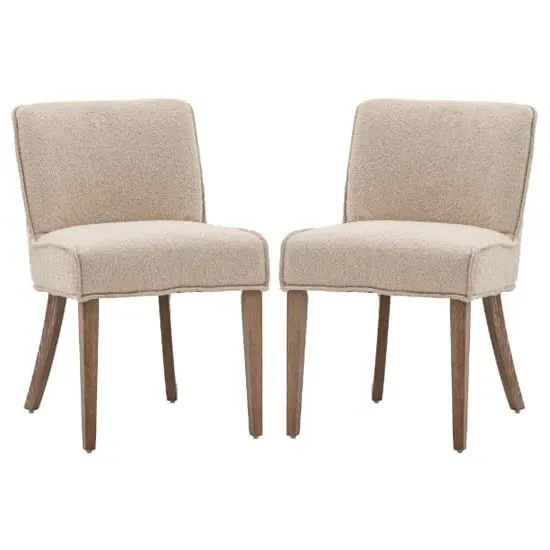Worland Fabric Dining Chairs with Wooden Legs - Taupe image