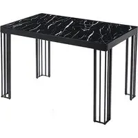 Worley High Gloss Dining Table - Black Marble Effect, MDF