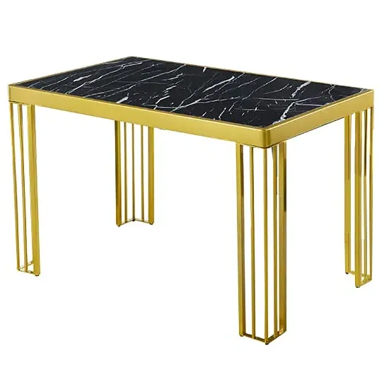Worley High Gloss Dining Table - Black Marble Effect, MDF