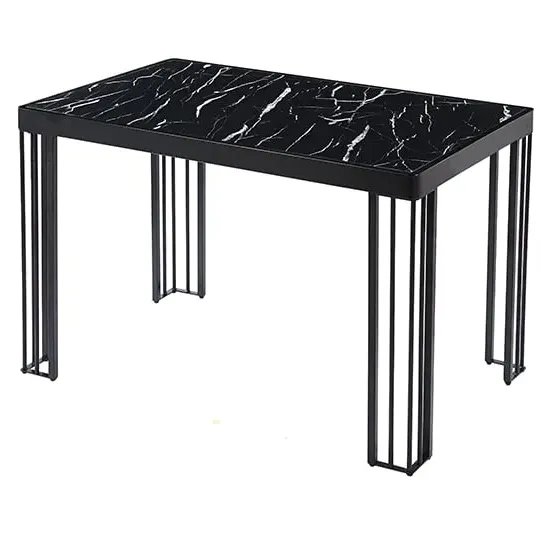 Worley High Gloss Dining Table - Black Marble Effect, MDF image