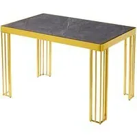 Worley High Gloss Dining Table - Grey Marble Effect, MDF