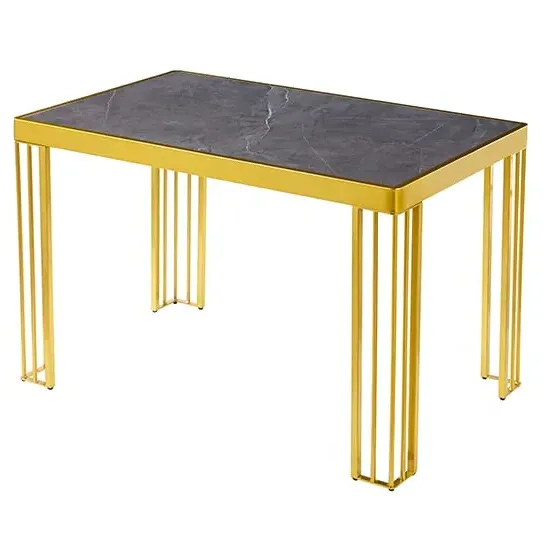 Worley High Gloss Dining Table - Grey Marble Effect, MDF