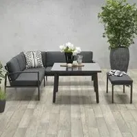 Wotter Corner Lounge Dining Set - Carbon Black, Aluminium