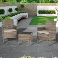 Wroclaw 3 Piece Garden Set - Grey, Rattan