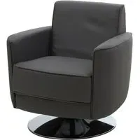 Wuxue Lounge Chair with Chrome Base - Grey, Leather Effect