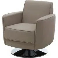 Wuxue Lounge Chair with Chrome Base - Mink, Leather Effect