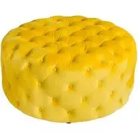 Wyandotte Round Fabric Pouffe - Yellow